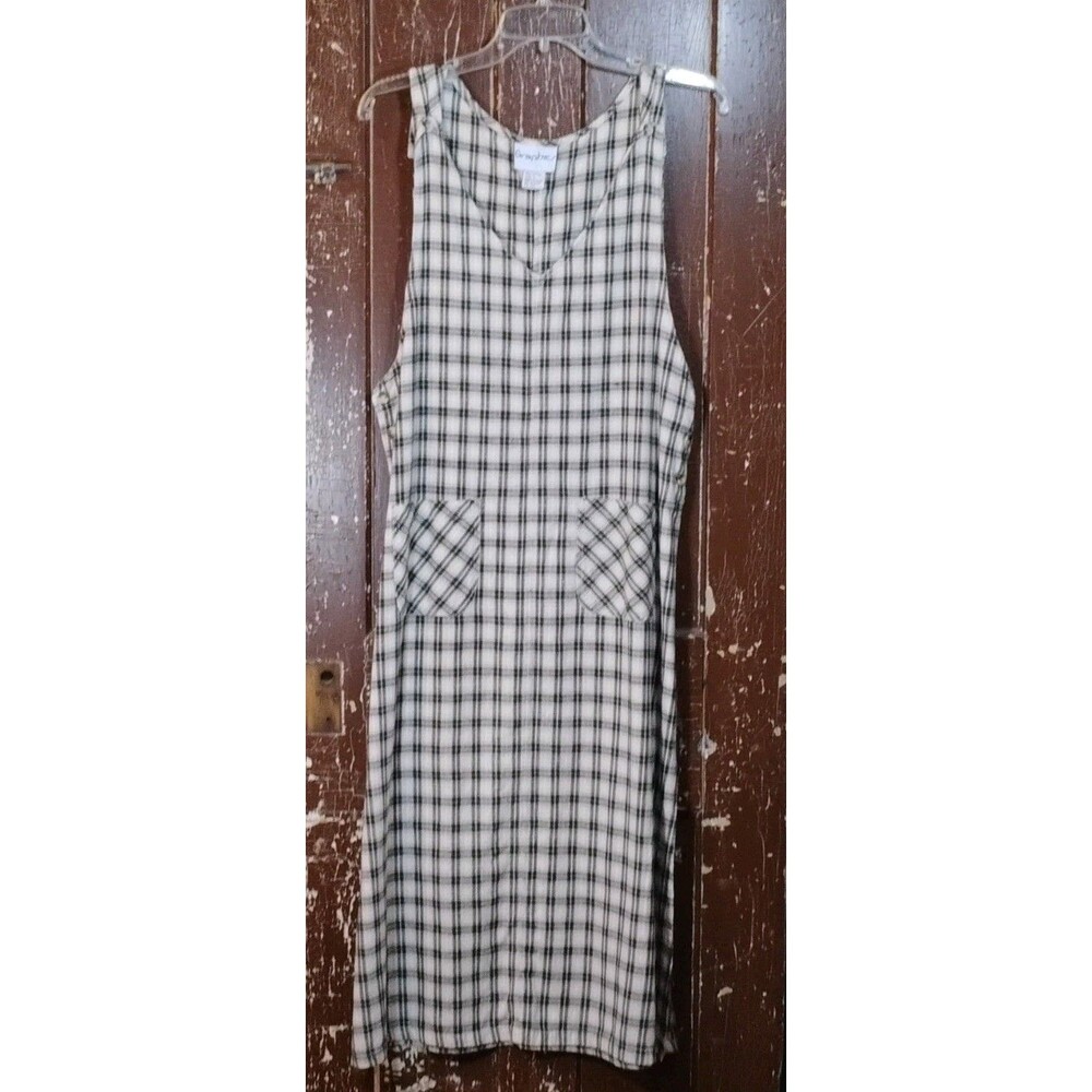Graphics Vintage Black & White Plaid  Romper Shift Dress Sleeveless  L